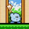 Screenshot of a blue Kirby from Kirby's Adventure